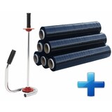 thumbnail of Sparset 6 Rollen Handstretchfolie Handwickelfolie schwarz mit Abroller DE LUXE