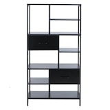 thumbnail of Regal HWC-P11, Regalschrank Bücherregal Standregal, Schubladen Industrial MDF Metall Melamin 150x81x33cm ~ schwarz