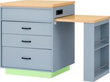 thumbnail of Ausziehbarer Esstisch MDF Blau/Naturholzoptik 125,5-187,5x71x93 cm mit Stauraum, LED und USB/Type-C