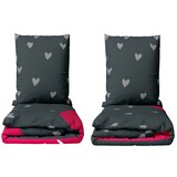 thumbnail of Bettwäsche 135x200 Set Herz Love You Motiv Partner Mikrofaser Allergiker Schwarz Pink 4 teilig