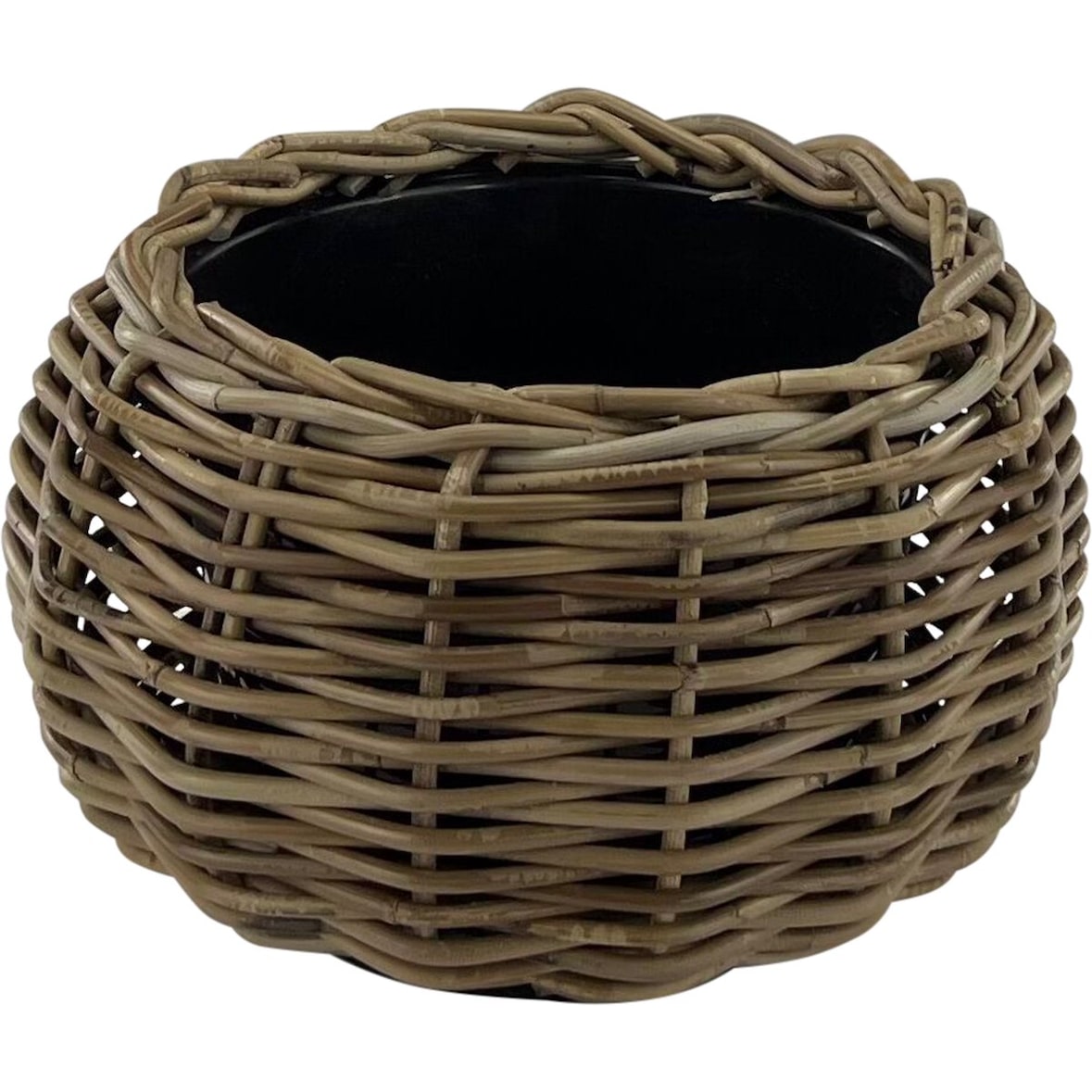 Rotan Drypot Bol – ø 29 x 19 cm – Vaso Redondo – Vasos para Interior – Cestos para Plantas – Suporte para Plantas – Cesto Decorativo – Cinzento