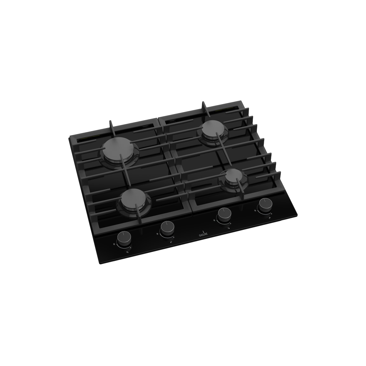 Gasline Gaskochfeld GAG60GLG 60cm Schwarz Glaskeramik mit 4 Brennern Sabaf-Brenner Erdgas/LPG