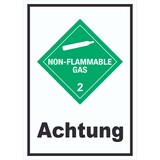 thumbnail of Schild nicht entzündliches Gas Achtung non-flammable hochkant A0 Rückseite selbstklebend