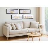 thumbnail of 4er-Set Wandbild HWC-N96, Wanddekoration Bilderrahmen Sprüche Smile Home, Holz Leinwand 15x45cm