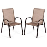 thumbnail of Helloshop26 - Set di 2 sedie da giardino da patio 56 x 72 x 90 cm con braccioli curvi design moderno in metallo marrone 20_0011296