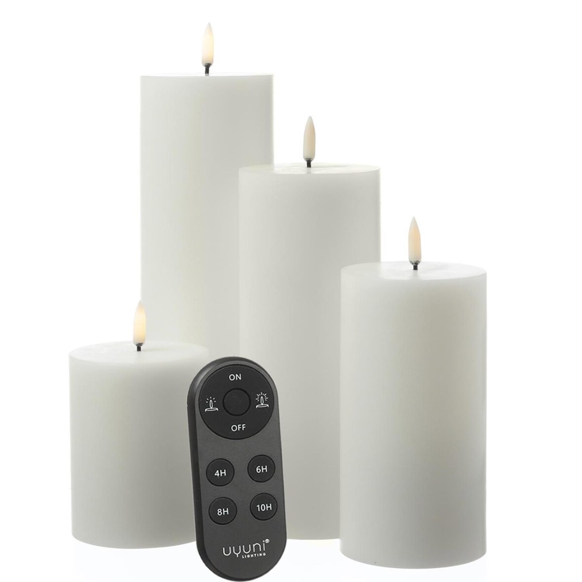 LED Kerzenset THEA Uyuni 4 Größen mit Batterien Fernb. 4er Set weiß