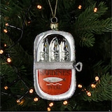 thumbnail of Christbaumschmuck Glas 12cm Sardinen in Dose Kugeln Weihnachtsbaum Anhänger Weihnachten Christbaumanhänger Weihnachtsbaumschmuck Silber Rot
