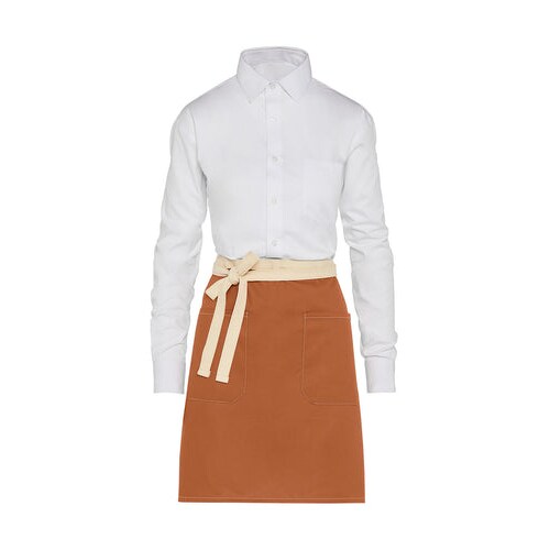 SANTORINI - Contrasted Bistro Apron with Pocket: One Size / Burnt Orange