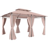 thumbnail of Outsunny cenador de jardín 3x4 m gazebo de exterior con paredes laterales doble techo 6 puertas con cremallera y 8 orificios de drenaje para terraza