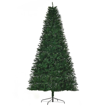 HOMCOM Árvore de Natal Artificial 240cm Ignífuga com 1499 Ramas com 2 Tipos de Pontas de PVC e Base de Aço Decoração de Natal para Interiores Verde