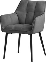 thumbnail of ML-Design – Esszimmerstühle 2er Set – Dunkelgrau Frotteestoff | dick gepolstert, Armlehnen, Metallbeine, ergonomisch