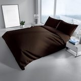 thumbnail of Bettwäsche Baumwolle 200x200 + 2x 80x80 cm Einfarbig Uni Braun mit Reißverschluss