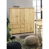 thumbnail of Möbilia Cómoda alta | com 3 portas, 2 gavetas | madeira de pinho | L 132 x P 43 x A 136 cm | lacado cor natural