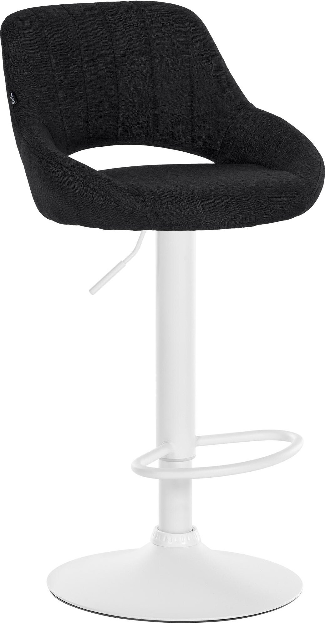 Barhocker SEGAD - Stoff Schwarz 46.5x48x85 cm Weiß | Barstuhl Mit Lehne Tresenhocker Tresenstuhl Kneipenhocker Kneipenstuhl