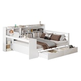 thumbnail of Schlafsofa 140x200 cm aus Massivholz mit Schreibfläche und Ablagefächern – platzsparend und funktional Weiß