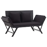 thumbnail of Helloshop26 - Banco de jardín mobiliario de terraza exterior muebles de terraza con cojines 110 x 60 x 32 cm resina trenzada negra 02_0011595