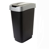 thumbnail of Abfalleimer mit Schwingdeckel (2er Set) je 50L, 56x29x39cm, Stilvoll in Schwarz/Silber