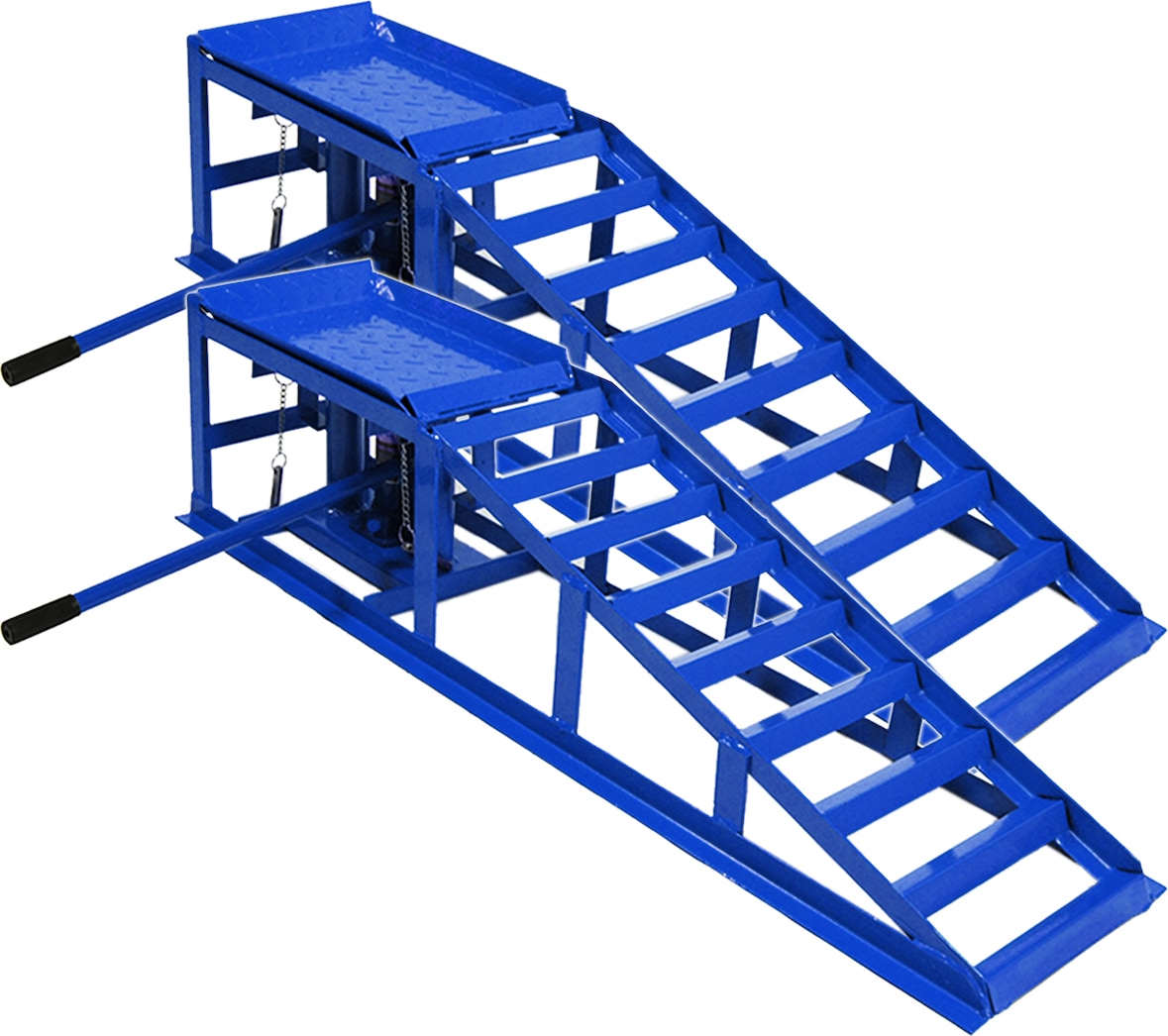 Auffahrrampe hydraulisch höhenverstellbar PKW 2x blau Tragkraft 2t pro Stück