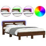 thumbnail of vidaXL Bettgestell mit Kopfteil LED-Beleuchtung Braun Eichen-Optik