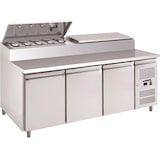 thumbnail of Zubereitungstisch / Vorbereitungstisch / Saladette / GN 1/3 Edelstahlaufsatz - 2,02 x 0,80 m - mit 3 Türen