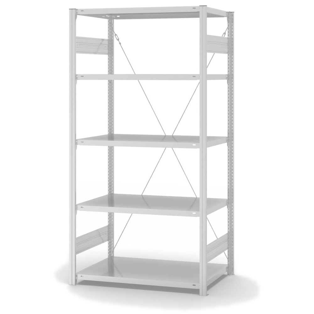 PROREGAL Lebensmittel-Fachbodenregal Stecksystem T-Profil | HxBxT 200x100x60cm | 5 Ebenen | Fachlast 140kg | Hygienische Beschichtung | Weiß Stahl