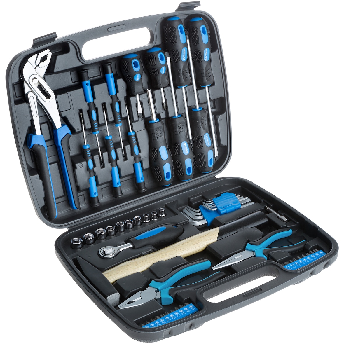 tectake Werkzeugkasten 57-tlg. - schwarz - 402789