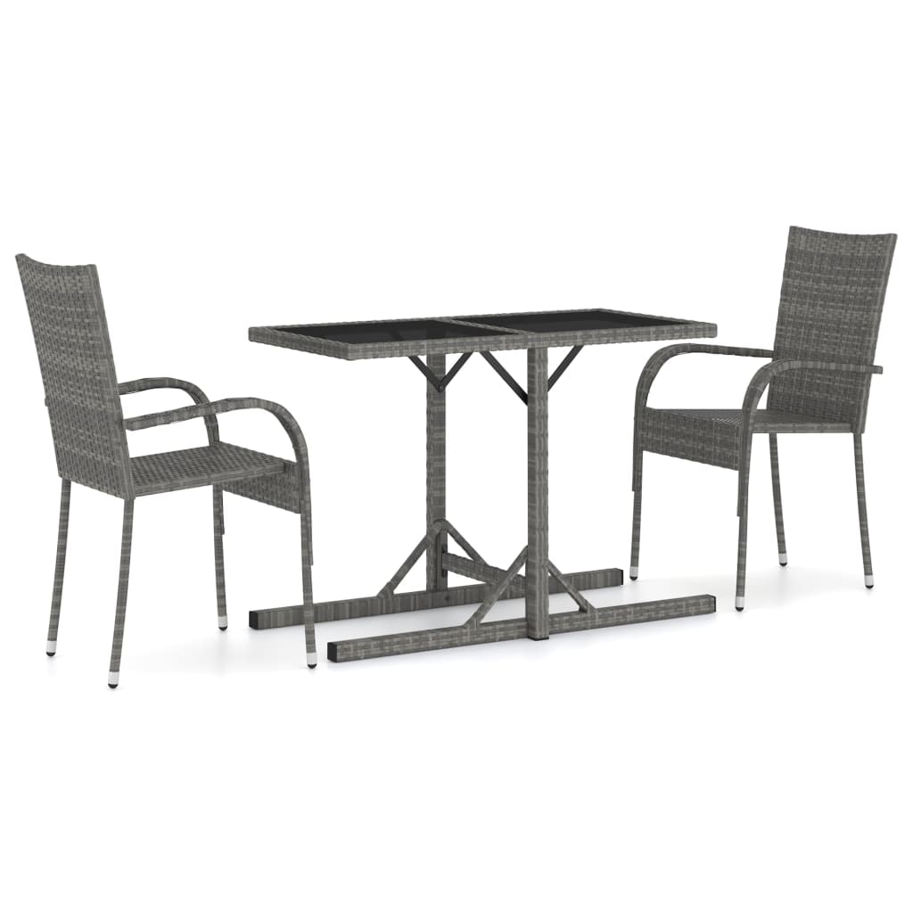 Helloshop26 - Conjunto de comedor de jardín exterior de 3 piezas muebles grises 02_0013620