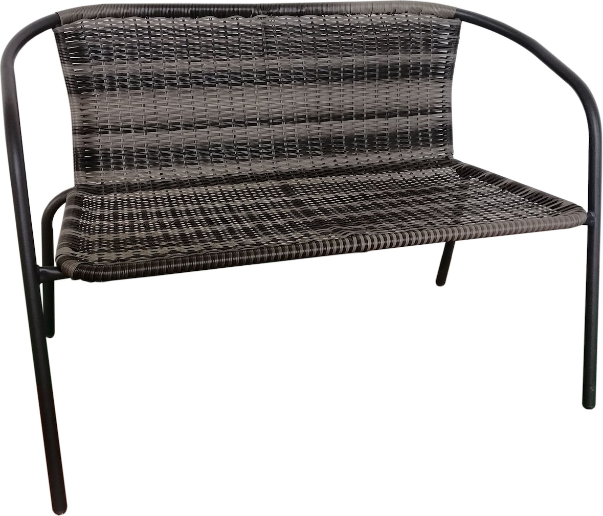 aro 2-zitsbank, staal/ PE-rotan, 113 x 65 x 74 cm, stapelbaar, grijs