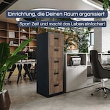 thumbnail of Hängeregisterschrank abschließbar SARA 5 Schubladen mit Schloss | Aktenschrank Büroschrank aus Stahl Metallschrank, 163x46x62cm Anthrazit-Nussbaum