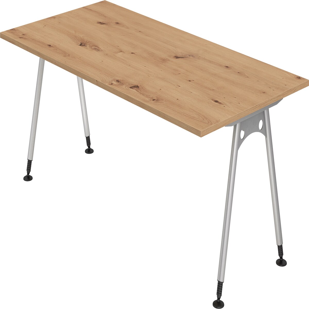 bümö manuell höhenverstellbarer Schreibtisch 200x100 cm in Asteiche - PC Tisch höhenverstellbar & groß, höhenverstellbarer Tisch Büro, großer