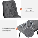 thumbnail of Merax Esszimmerstühle (4-st), 4-Sätze gepolsterter Stuhl Design Stühle, Twill Leinen Esszimmerstühle, Leinen Metallrahmen Sitze, Dunkelgrau