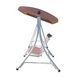 thumbnail of dondolo con tubo in ferro bianco,seduta in textilene e tettuccio tortora,misura 196x130x178 a tre posti