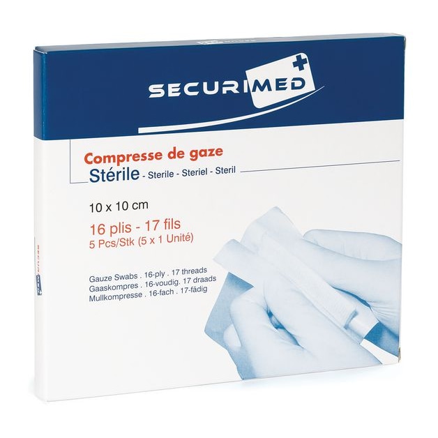 Compresse de gaze stérile - Par lot de 5 boïtes de 5