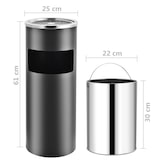 thumbnail of vidaXL Asbak/prullenbak Hotel 30 L staal grijs