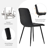 thumbnail of Esszimmerstuhl 4er Set Samt Schwarz 86x46x43 cm mit Fischgrätenmuster Polsterung und Rückenlehne, Metallbeine, modern für Küche Büro