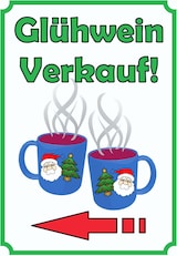 thumbnail of Glühwein Verkaufsschild Schild Hochkant mit Pfeil links A3 (297x420mm)
