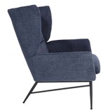 thumbnail of Lounge-Sessel HWC-L62, Ohrensessel Cocktailsessel Sessel Polstersessel, Stoff/Textil Metall ~ blau