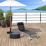 thumbnail of Outsunny Tumbona Plegable Reclinable de Aluminio con Reposacabezas Extraíble Respaldo Transpirable Ajustable en 4 Posiciones para Exterior 170x60x76cm