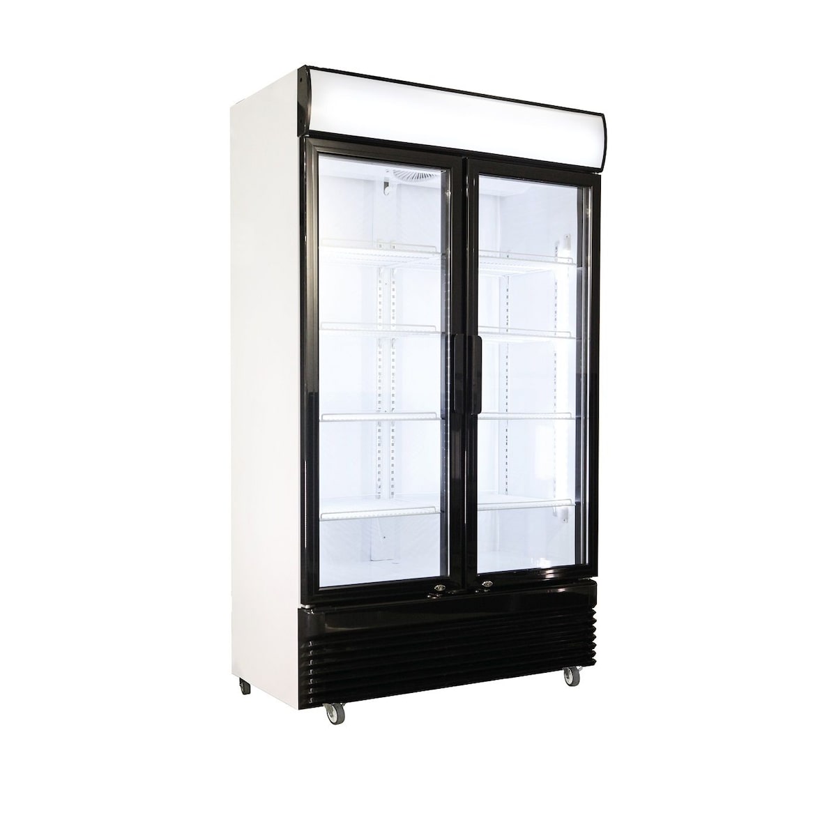 Flaschenkühlschrank mit 2 Glastüren Getränkekühlschrank Kühlschrank Gastro 632 L +2/10°C 1120x610x1965 mm Schwarz
