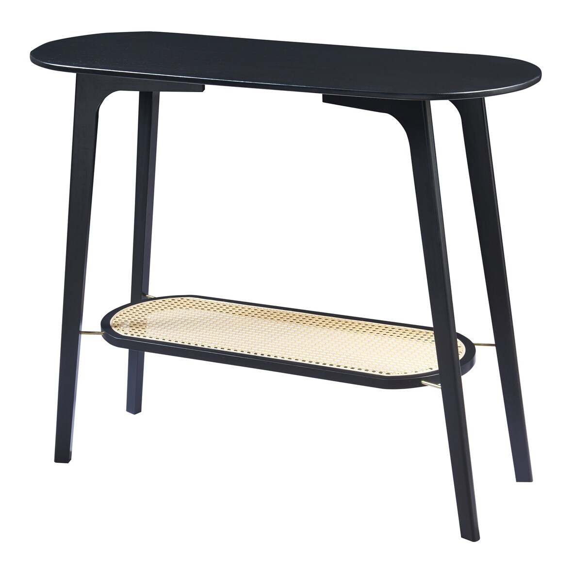 Helloshop26 - Mesa de consola em bambu 100 x 35 x 80 cm efeito rattan preto 03_0010885