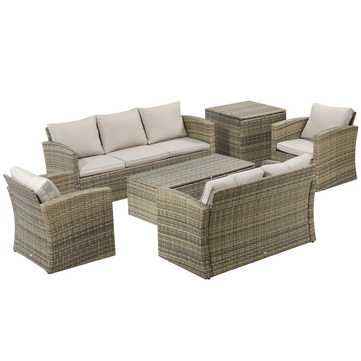 Outsunny Mobili da Giardino 6 Pezzi in Rattan Divani Poltrone Tavoli