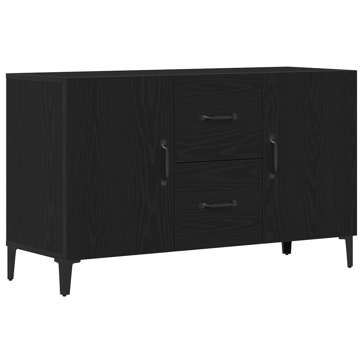 vidaXL Schwarzer Eichen-Sideboard - 100 x 36 x 60 cm - Aus Engineered Wood hergestellt