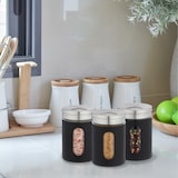 thumbnail of Relaxdays Gewürzstreuer, 6er Set, 3 Streugrößen, Gewürze & Kräuter, XL Gewürzgläser, 290 ml, Glas & Edelstahl, schwarz