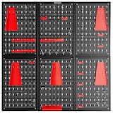 thumbnail of tectake Panel perforado para herramientas JONAH con ganchos y soportes - Juego de 6 negro/rojo