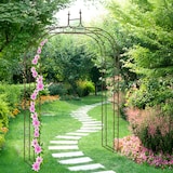 thumbnail of Relaxdays Rosenbogen Metall, HxBxT: 240 x 155 x 39 cm, Torbogen Garten, stabiler Rankbogen für Kletterpflanzen, braun