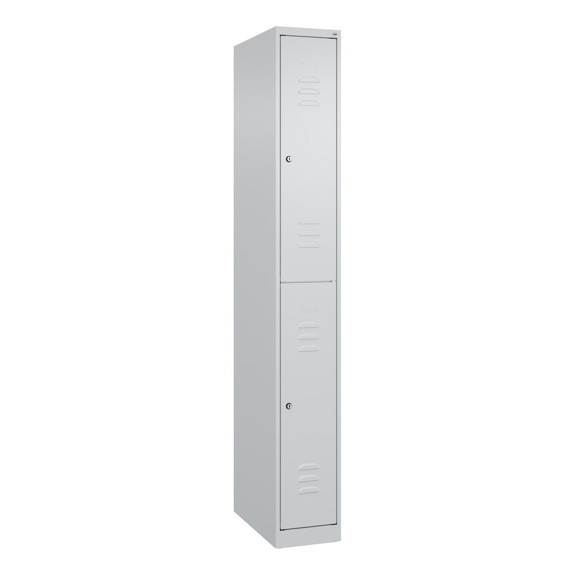 C+P Spind Classic PLUS, 2 Abteile, HxBxT 185x25x50cm, Zylinderschloss, Hellgrau/Hellgrau von PROREGAL