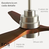 thumbnail of Yoevu Helix nogal - Ventilador de techo inteligente, compatible con Alexa, Luz LED regulable, 6 velocidades silenciosas, control por App, mando y voz