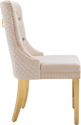 thumbnail of Merax Silla de Comedor Juego de 6 Sillas de salón 6 Piezas Silla tapizada Patas de Apoyo de Acero Inoxidable Chapado en Oro Terciopelo Beige