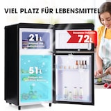 thumbnail of Merax Retro Mini Kühlschrank mit Gefrierfach, 72L, 2 Türen, kompakt für Single, Büro & Hotel Minibar, LED, 120 kWh/Jahr, Schwarz