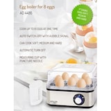 thumbnail of Adler AD 4486 Cuociuova elettrico per 8 uova, acciaio inox, tempo di cottura regolabile, 800W, Argento